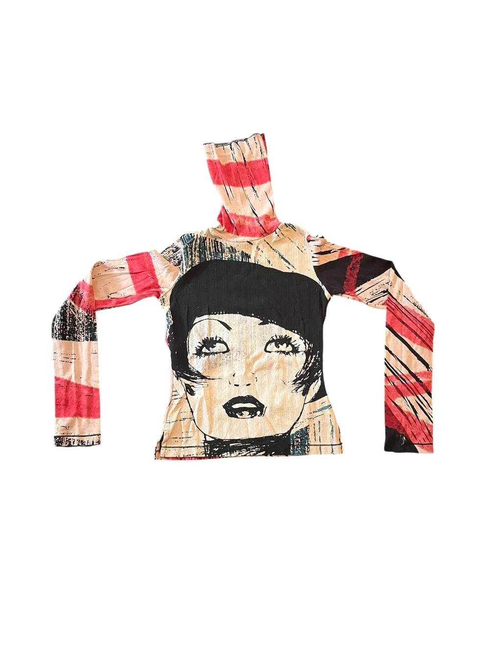 Custo Barcelona Sz 1 Bold Graphic Vintage Long-sleeve Lightweight Turtleneck|EUC - Picture 3 of 7